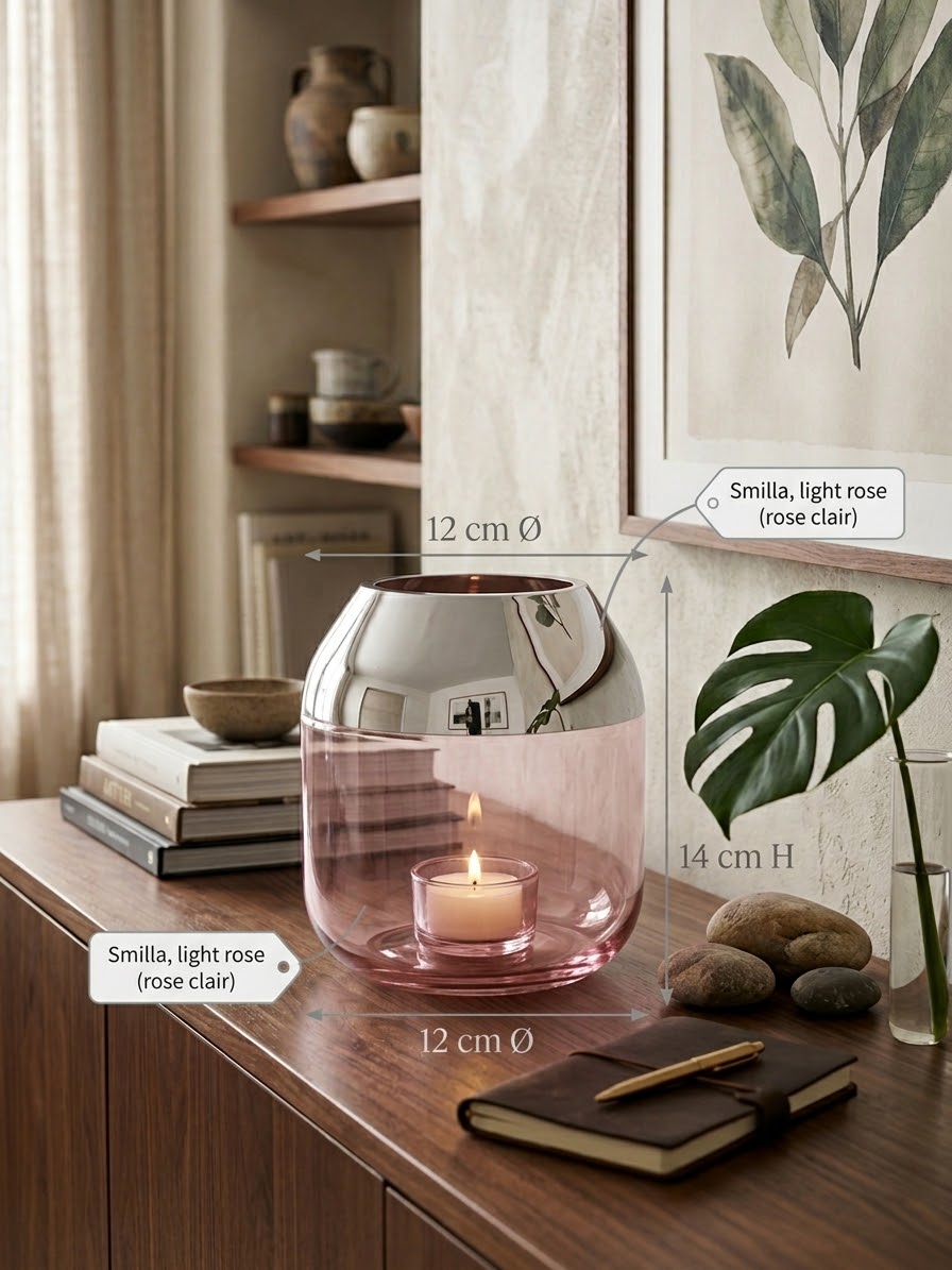 Photophore Smilla, Rose Clair (Rose Clair) 🕯️